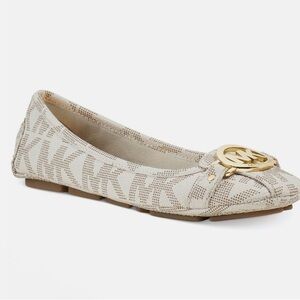 Michael Kors Beige Loafers with Gold Emblem